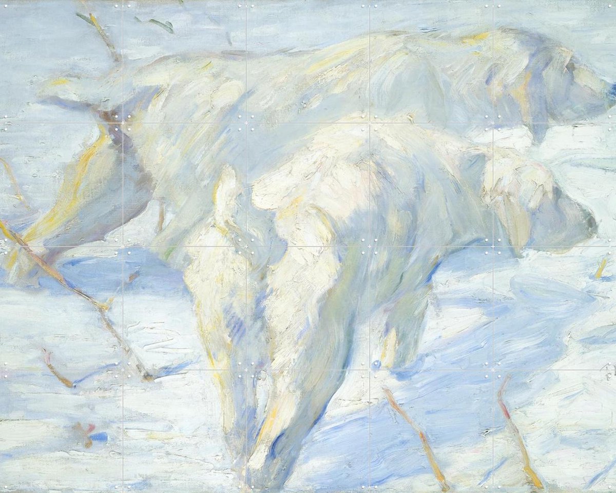 IXXI Siberian Dogs in the Snow 1909, Franz Marc & Bridgeman Images - 100 x 80 cm - Gratis ophangtool - Grote wanddecoratie en posters - Klassiek