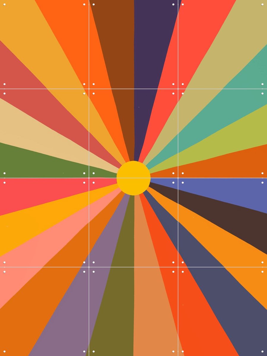 IXXI Sun, Florent Bodart - 60 x 80 cm - Gratis ophangtool - Grote wanddecoratie en posters - Kleurrijk, Kinderkamer, Kinderen