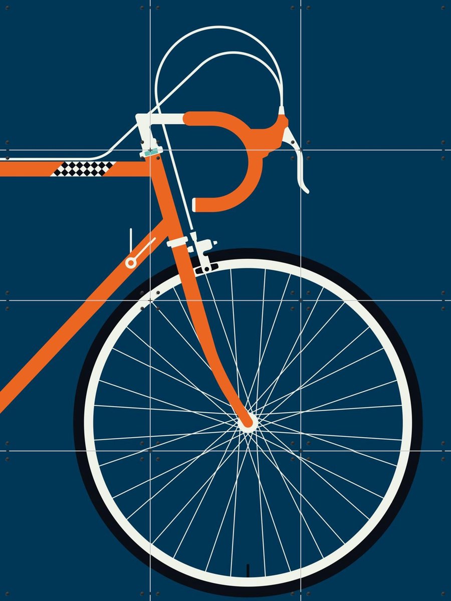 IXXI Racing Bike Orange Front, Bo Lundberg - 60 x 80 cm - Gratis ophangtool - Grote wanddecoratie en posters - Illustraties, Vintage, Mancave, Sport