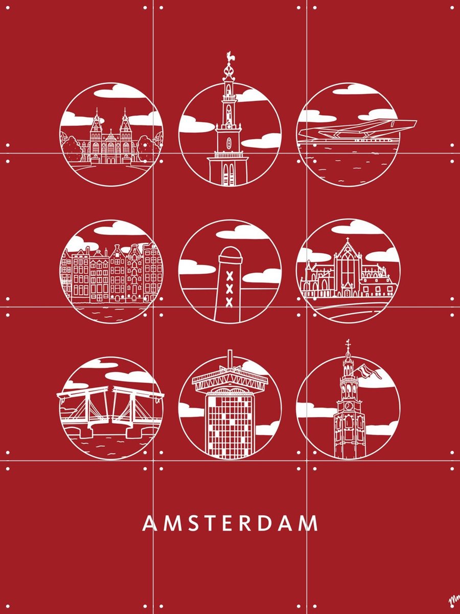 IXXI Amsterdam Icons - Mono, Art Studio Jet & Kunst in Kaart - 60 x 80 cm - Gratis ophangtool - Grote wanddecoratie en posters - Illustraties, Line