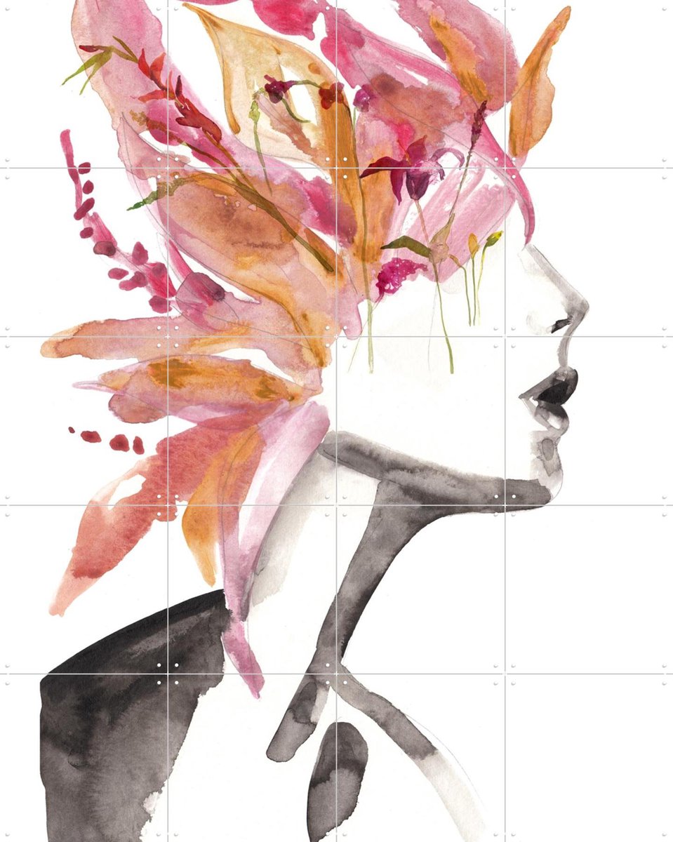 IXXI Rosa and all Colours of the Rainbow, Victoria Verbaan - 80 x 100 cm - Gratis ophangtool - Grote wanddecoratie en posters - Abstract, Aquarel