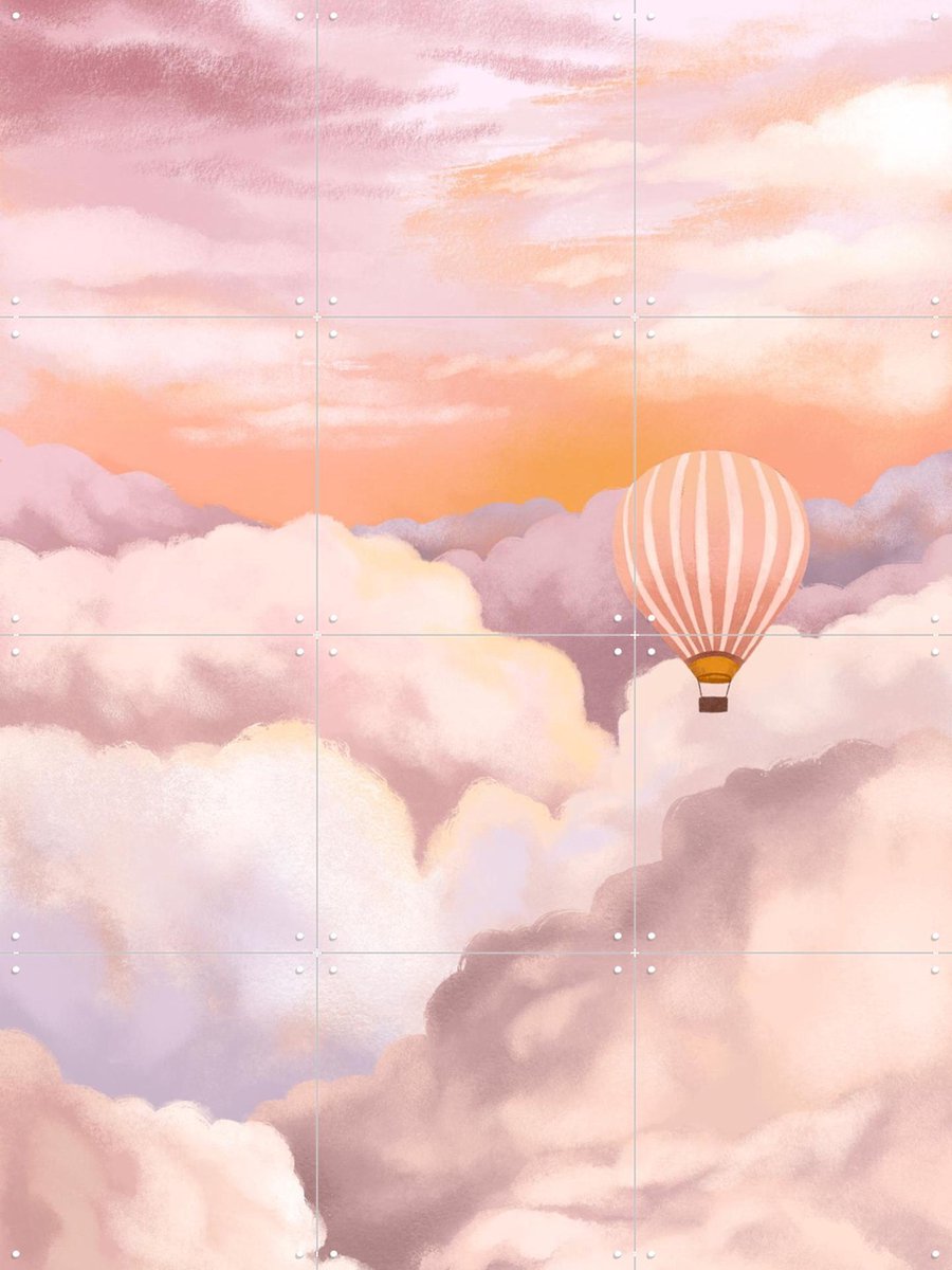IXXI In the Clouds, Goed Blauw - 60 x 80 cm - Gratis ophangtool - Grote wanddecoratie en posters - Aquarel, Illustraties, Woonkamer, Lucht, Wolken