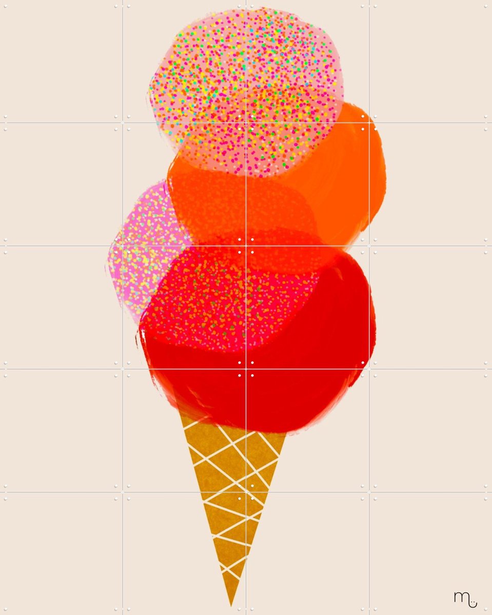 IXXI Discodip, Stadse Spruiten | door Miek illustreert - 80 x 100 cm - Gratis ophangtool - Grote wanddecoratie en posters - Kleurrijk, Illustraties