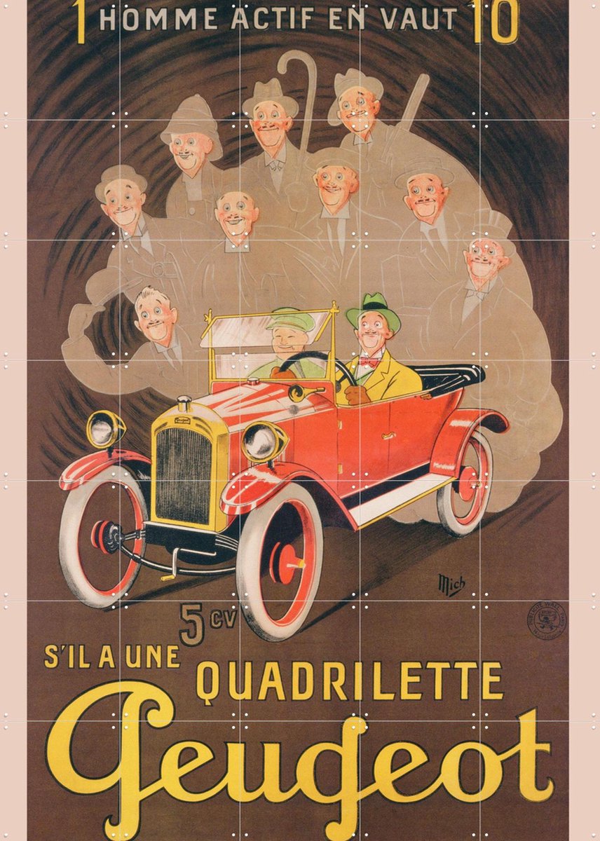 IXXI Peugeot 1910, Bridgeman Images - 100 x 140 cm - Gratis ophangtool - Grote wanddecoratie en posters - Speels, Illustraties, Vintage, Art Deco