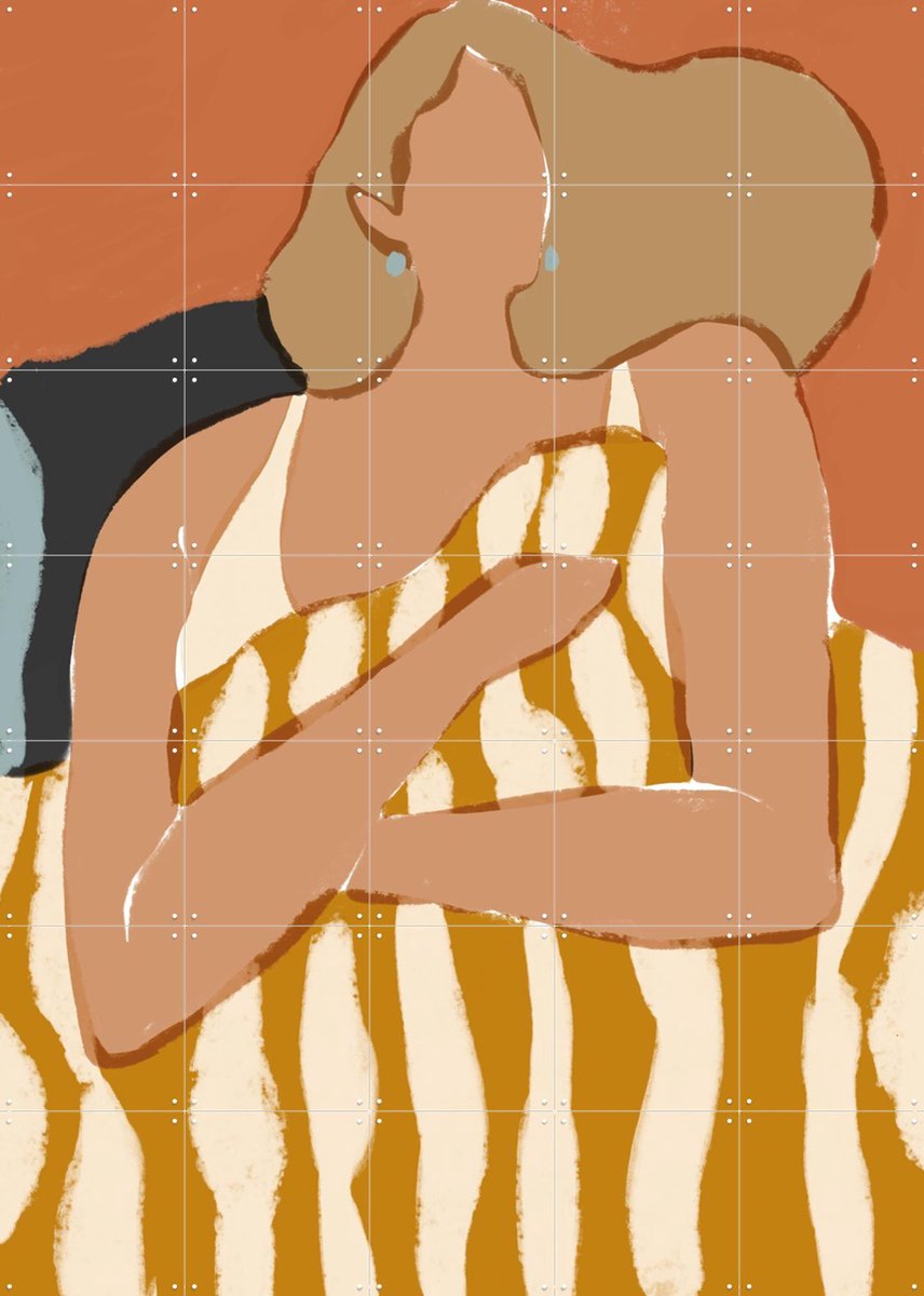 IXXI Morning Stripes, Sacrée Frangine - 100 x 140 cm - Gratis ophangtool - Grote wanddecoratie en posters - Digitale Kunst, Illustraties, Strepen