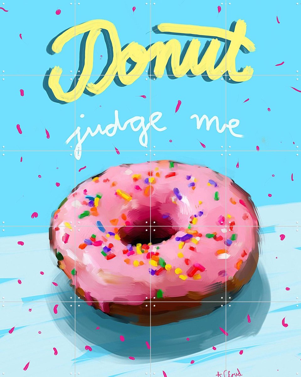 IXXI Donut Judge Me, Pop-art by Tadej - 80 x 100 cm - Gratis ophangtool - Grote wanddecoratie en posters - Illustraties, Typografie, Kleurrijk