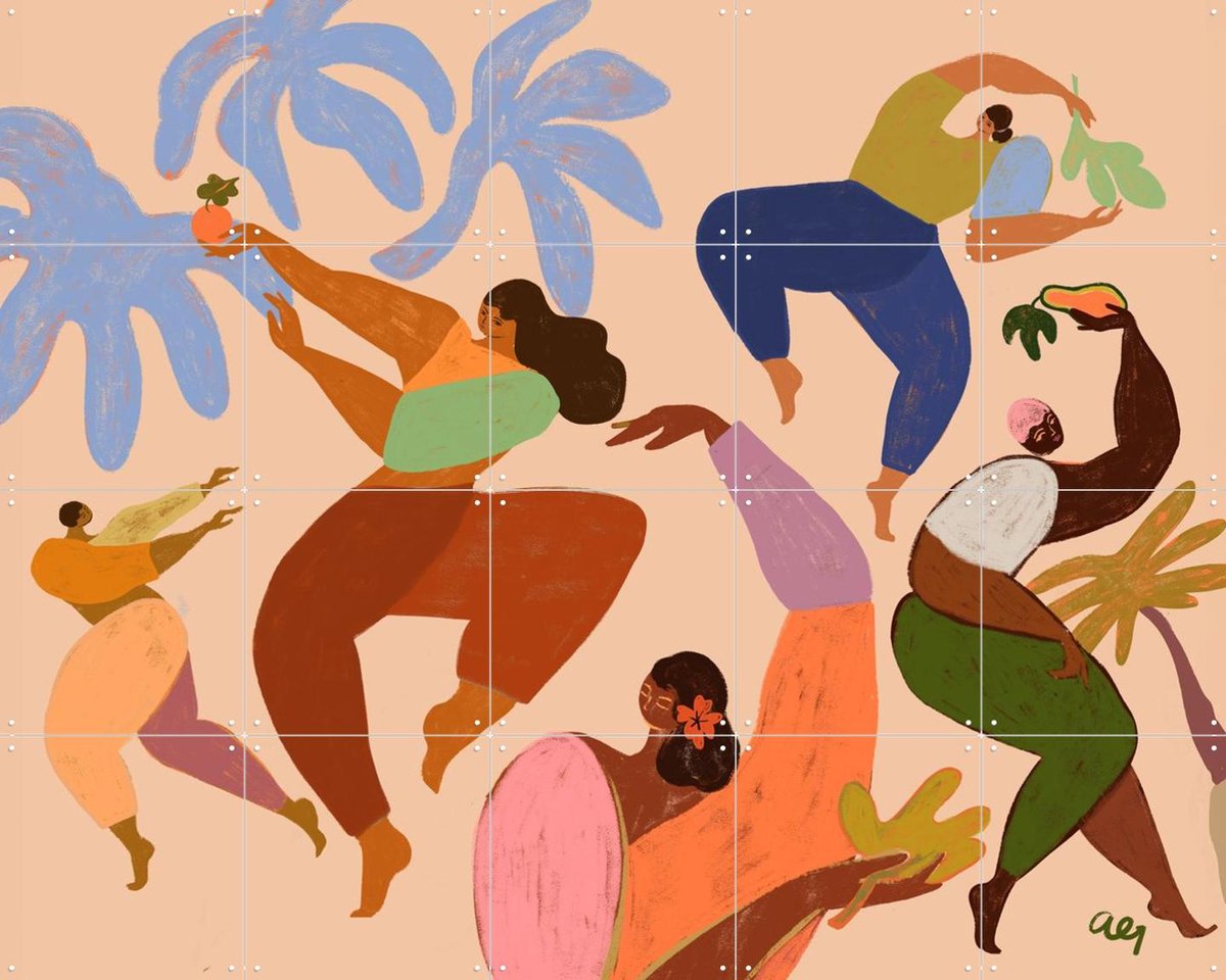 IXXI Dance Dance, Arty Guava - 100 x 80 cm - Gratis ophangtool - Grote wanddecoratie en posters - Kleurrijk, Grafisch Ontwerp, Illustraties