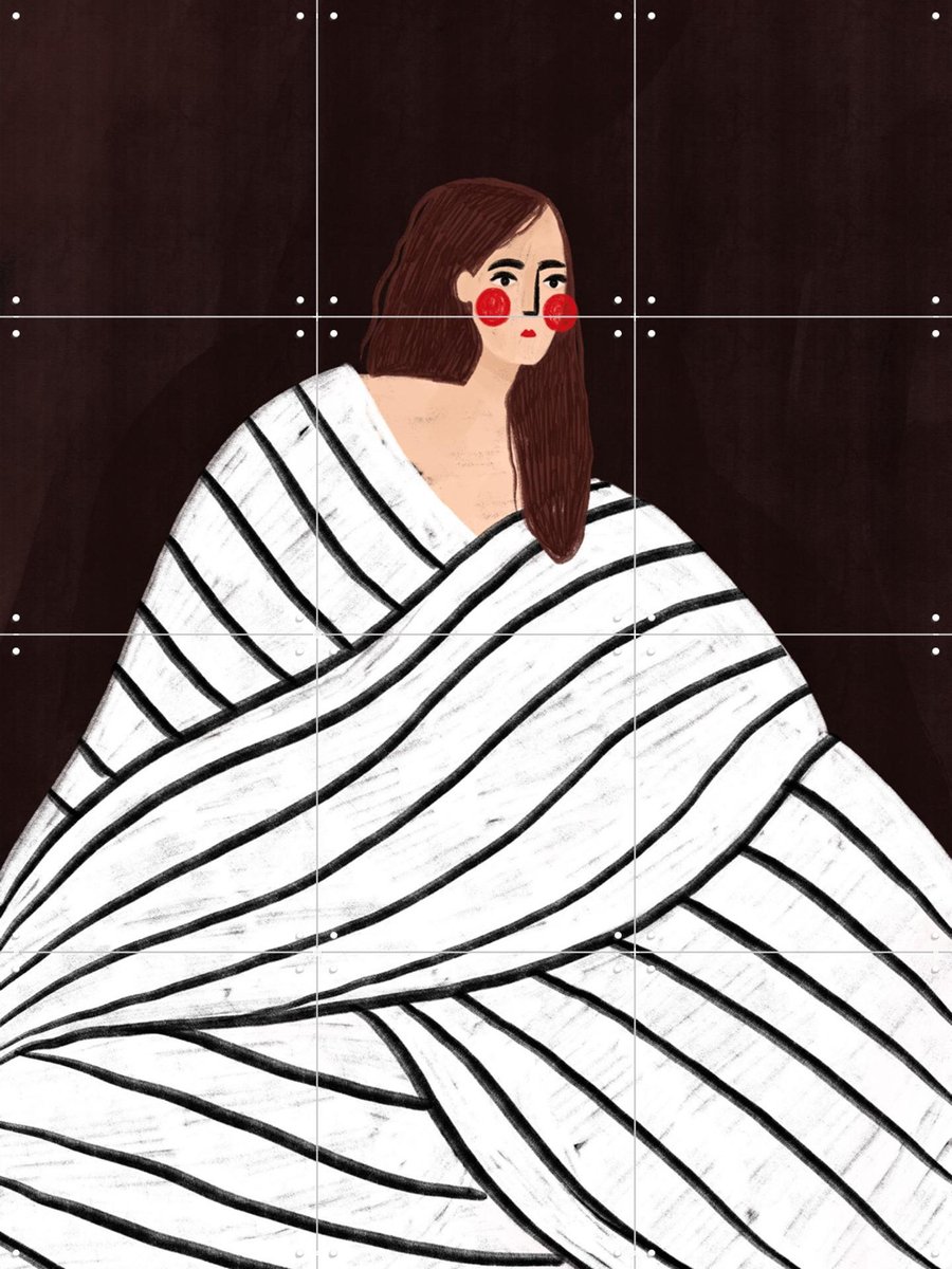 IXXI The Woman With Black and White Stripes, Bea Müller & Various - 60 x 80 cm - Gratis ophangtool - Grote wanddecoratie en posters - Strepen