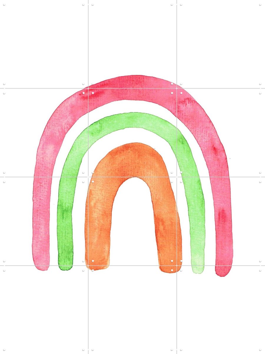 IXXI Pink Rainbow, BAINAI - 60 x 80 cm - Gratis ophangtool - Grote wanddecoratie en posters Babykamer, Kinderkamer, Kinderen, Kinderen, Landschappen