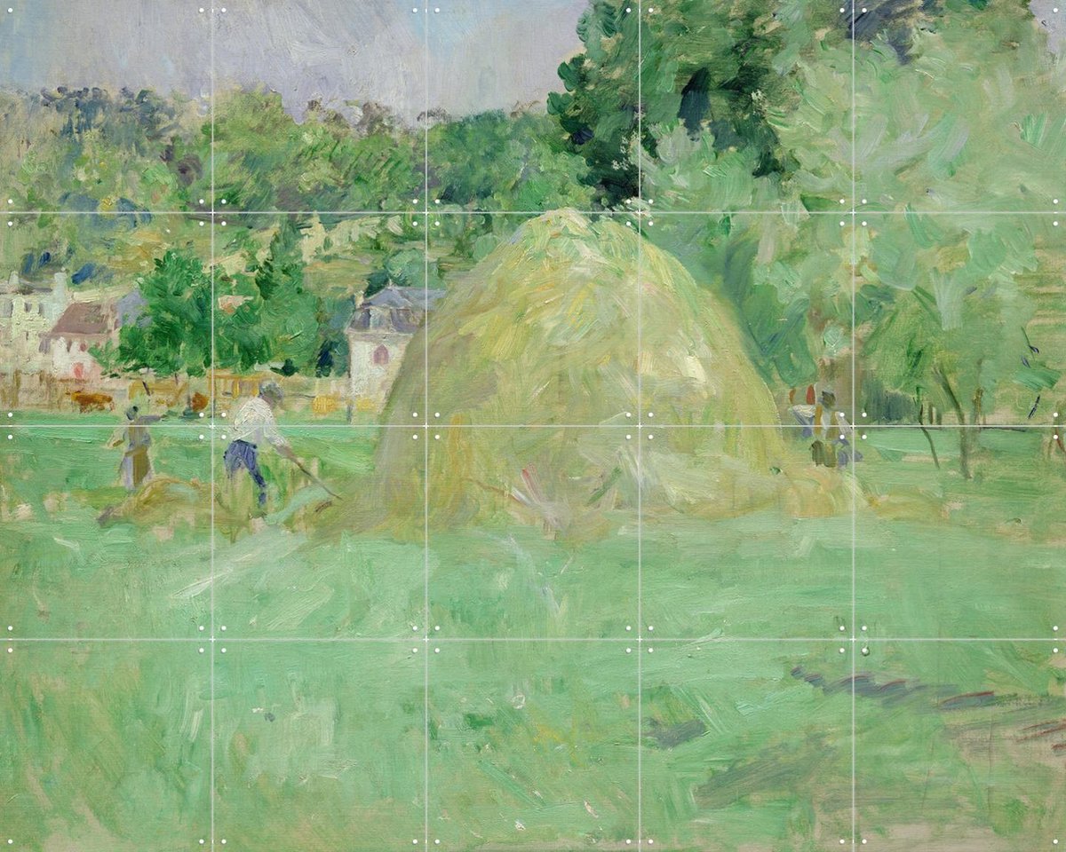 IXXI Haystacks at Bougival, Berthe Morisot & Bridgeman Images - 100 x 80 cm - Gratis ophangtool - Grote wanddecoratie en posters - Kleurrijk