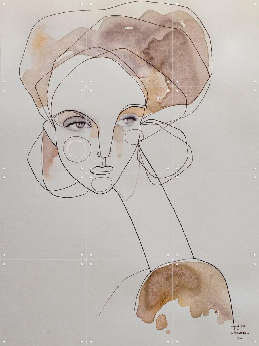 IXXI Honey, Lemholt N' Bergman - 60 x 80 cm - Gratis ophangtool - Grote wanddecoratie en posters - Aquarel, Line art, Illustraties, Abstract