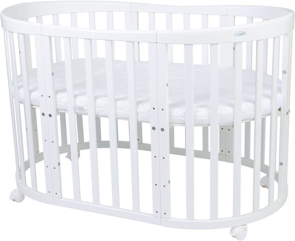 Multifunctioneel OVAAL 7 in 1 Babybed / peuterbed incl. matras - Wit