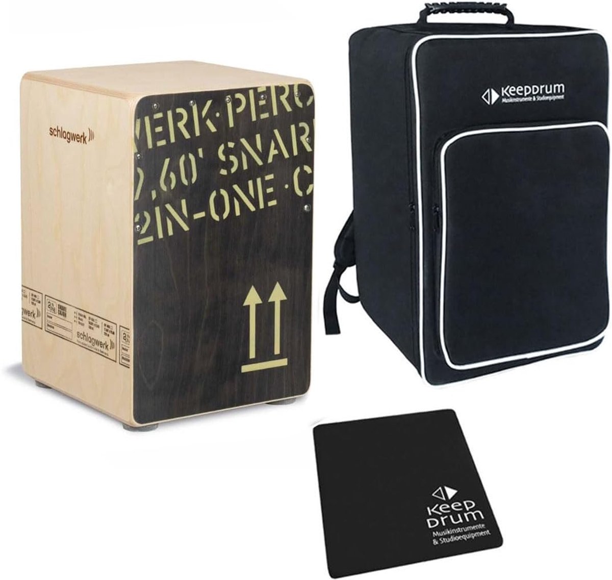 Cajon Set - Percussie Instrument - Muziek Maken - 2inOne Snare Techniek - Medium Formaat - Zwart