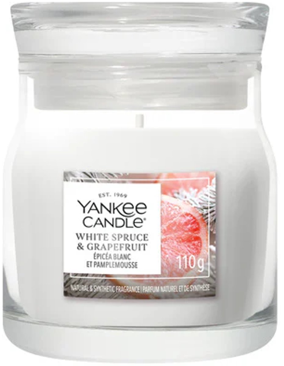 Yankee Candle - White Spruce & Grapefruit Small Jar Geurkaars - tot 30 branduren
