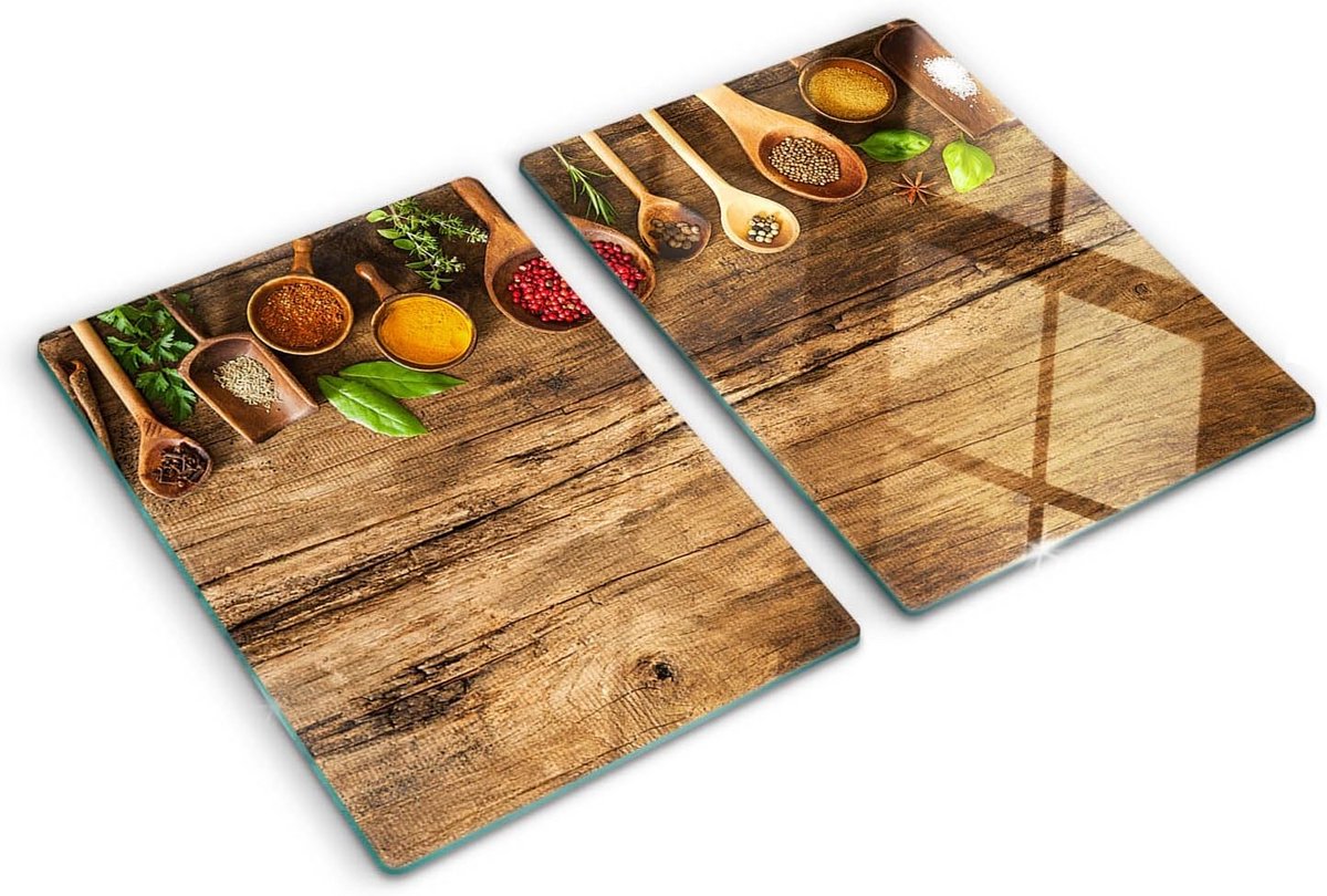 Grote Glazen Snijplank Achterwand Set (2x 40x52 cm) Hittebestendig & Antislip