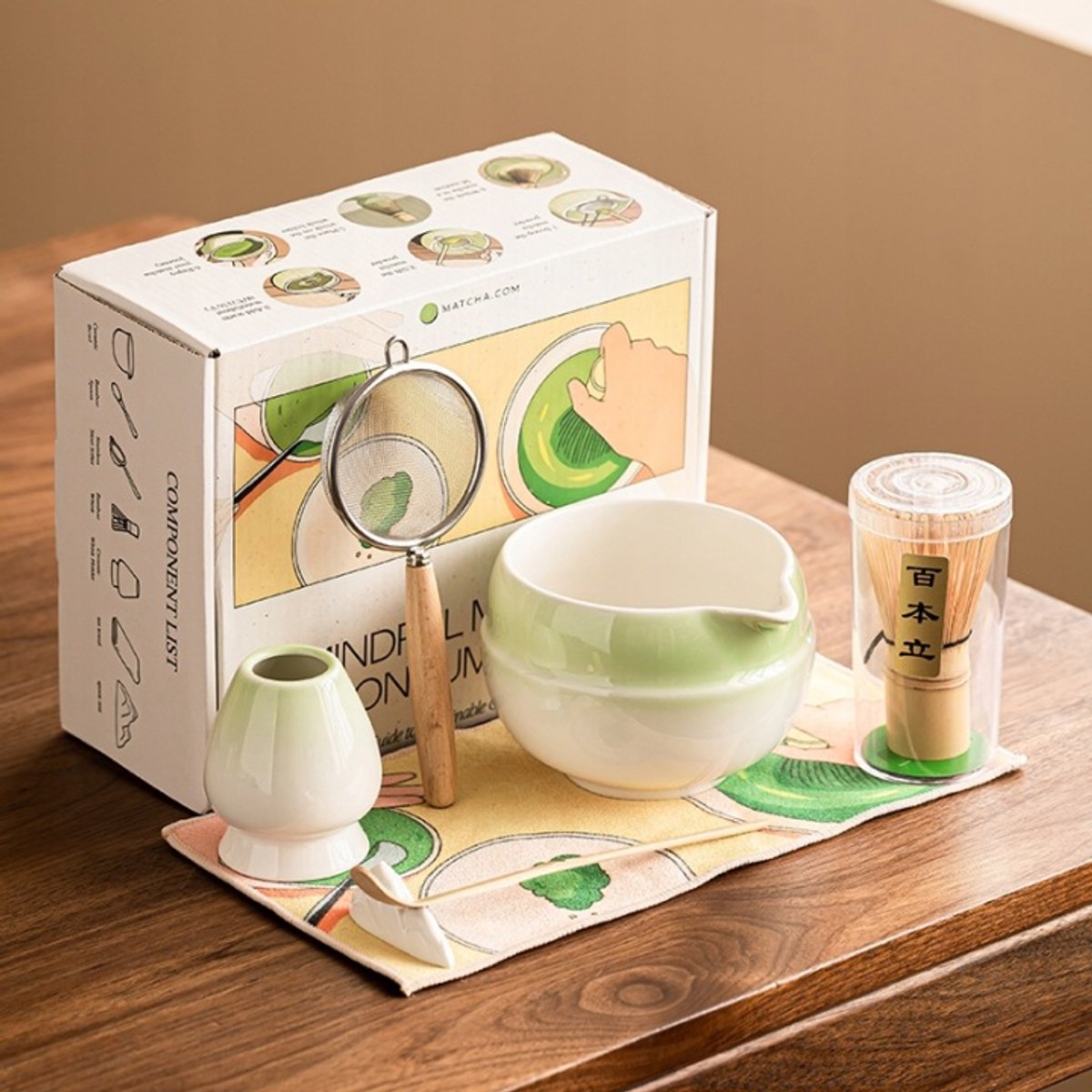 Matcha Set - Matcha Klopper - Matcha Whisk - Matcha Starterkit - Matcha Kom - Keramiek - Cadeauset - Japanse Thee Set - Starterkit - 7-Delig