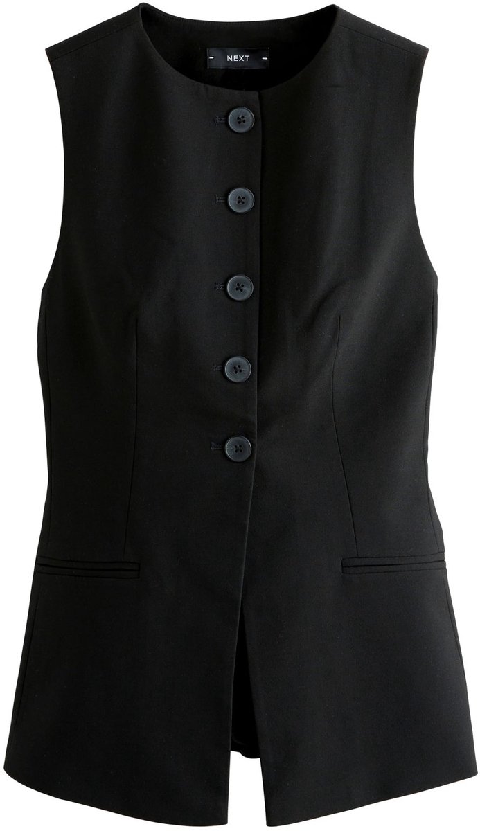 Next - Dames - Tailored Waistcoat With Wool - Zwart