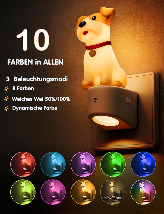 Nachtlampje Stekker - Sfeerverlichting Kind - Zachte Nachtverlichting - Automatische Sensor - 115 x 115 cm - RGB Warm Wit van Merkloos — afbeelding 3