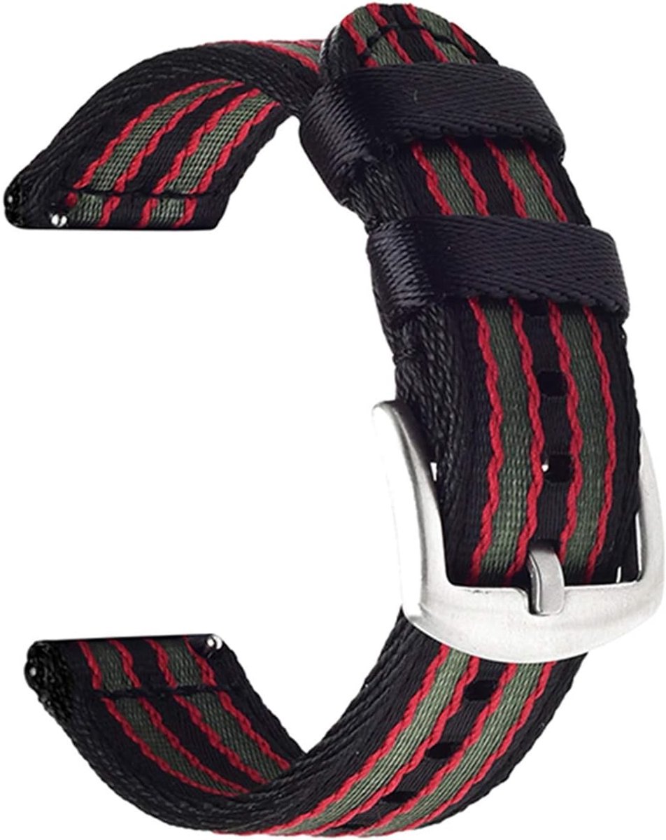 Horlogeband Canvas Nylon - Dubbele Laag - Horloge Vervangen - Snelle Verwisseling - 18 mm Breed - Zwart