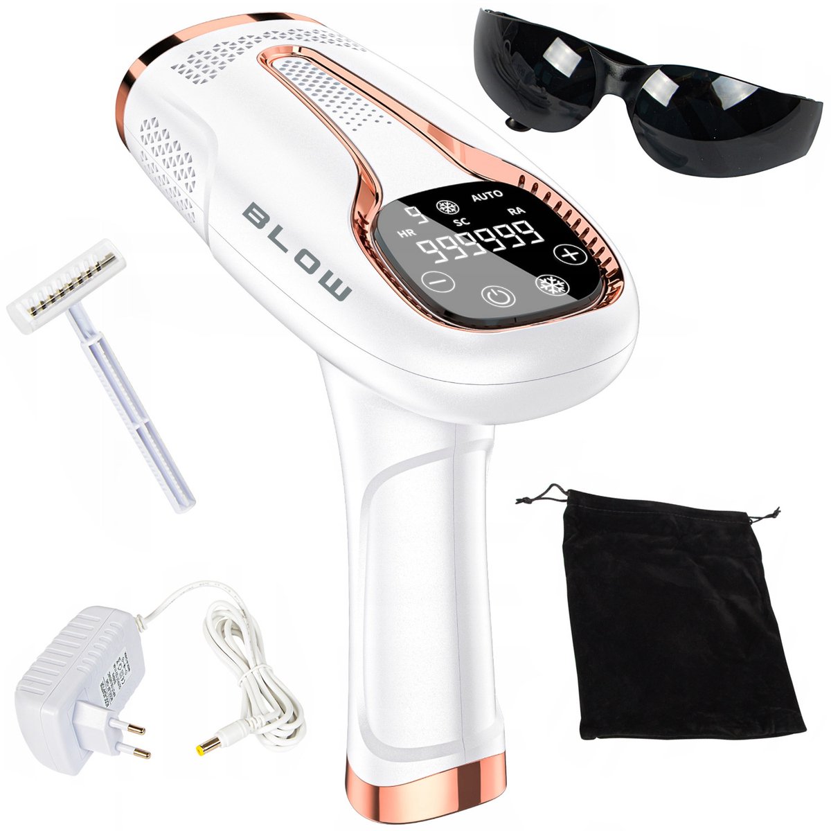 IPL Blow lichtontharingsapparaat, Ice Cool-functie, 9 vermogensniveaus, ingebouwd UV-filter, automatische flitsmodus, langdurige effectiviteit, 44-480#