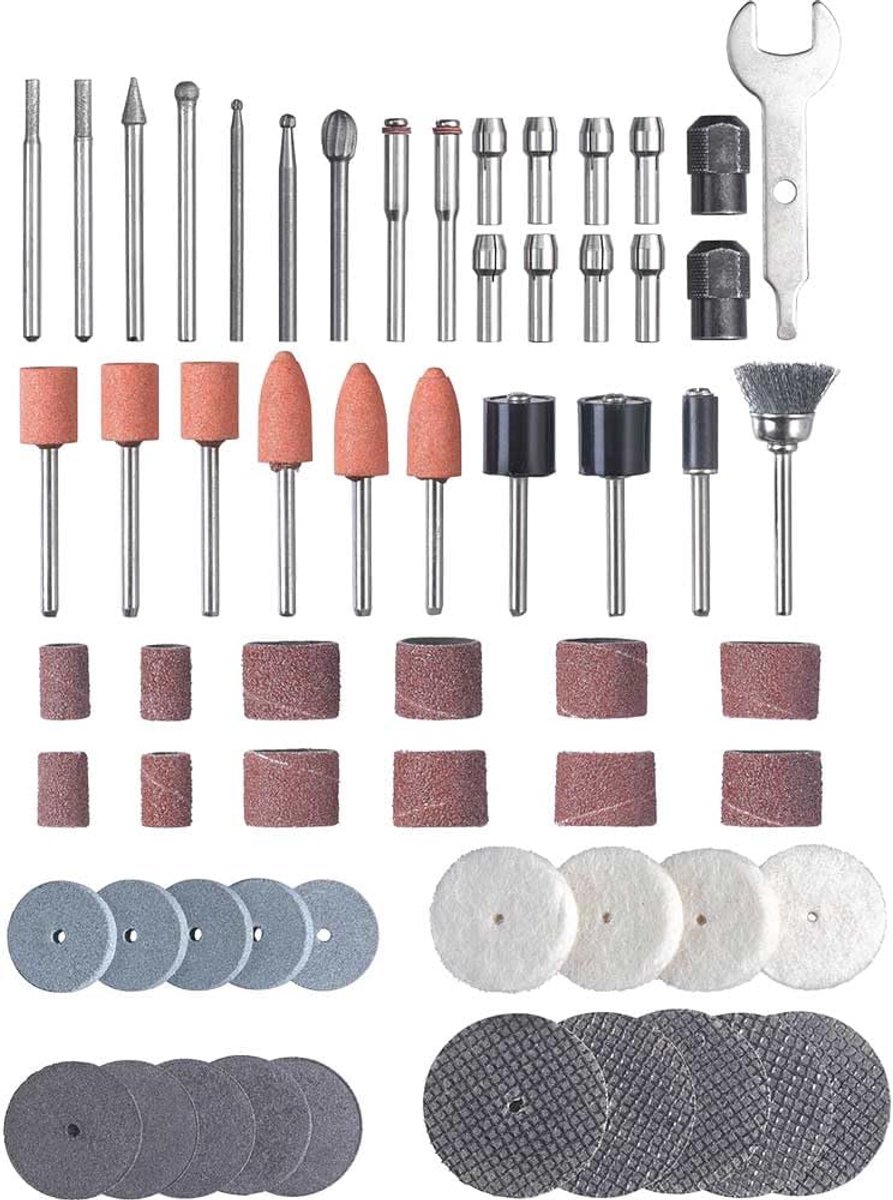 Gereedschap Accessoireset - Slijp Onderdelen - Precisie Bewerking - 61 Delige Set - Compact Pakket - Zwart