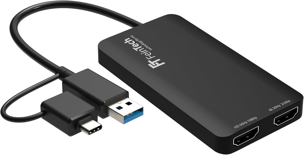 USB naar Dual HDMI Adapter Splitter voor 2 Extra Monitoren - 4K Ondersteuning