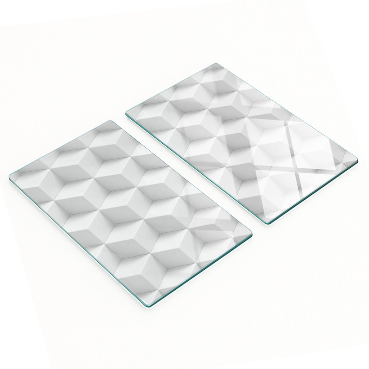 Set van gehard glazen snijplanken met 3D-print, 2x30x52 cm