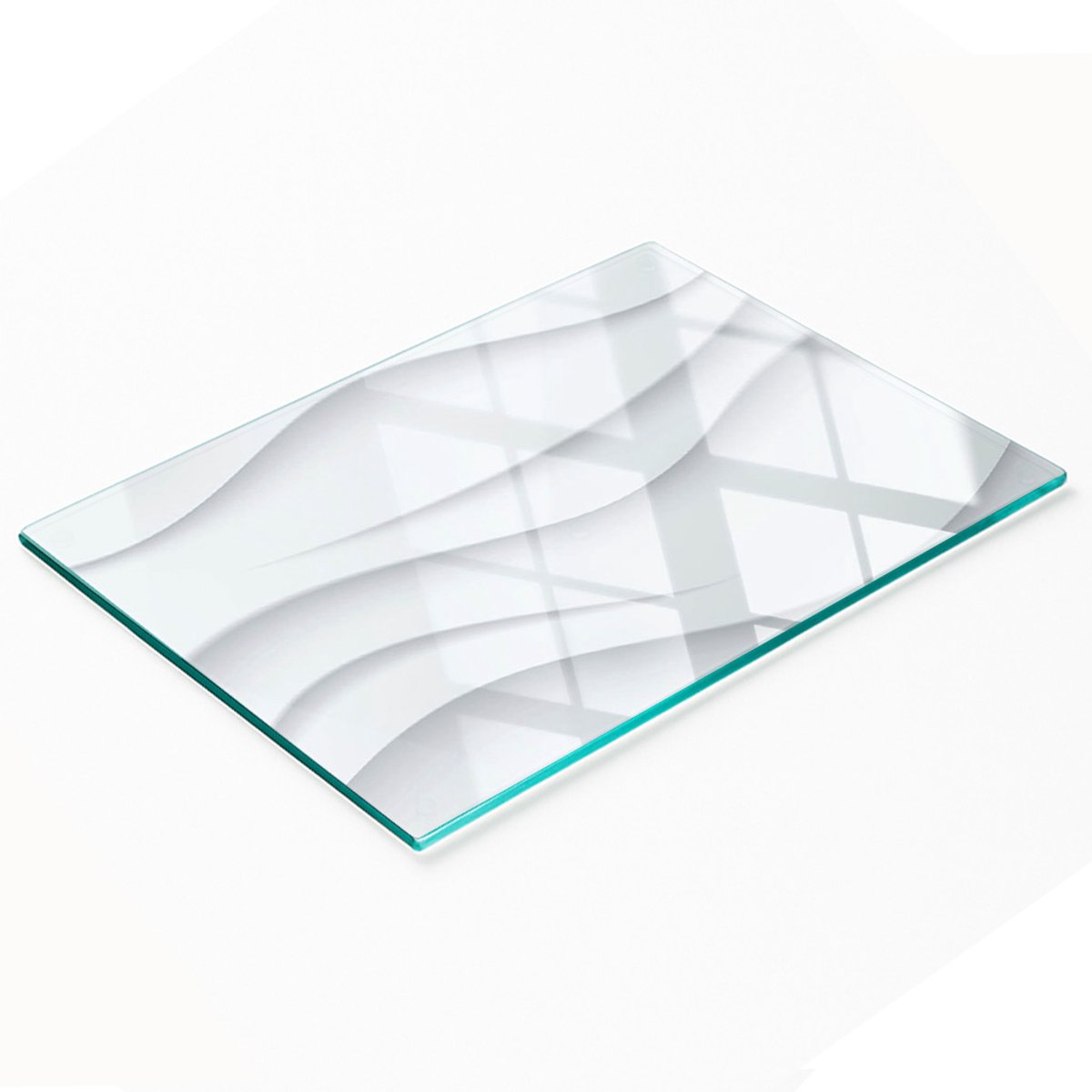 Gehard multifunctioneel decoratief bord van glas met abstract golfpatroon, 80x52 cm