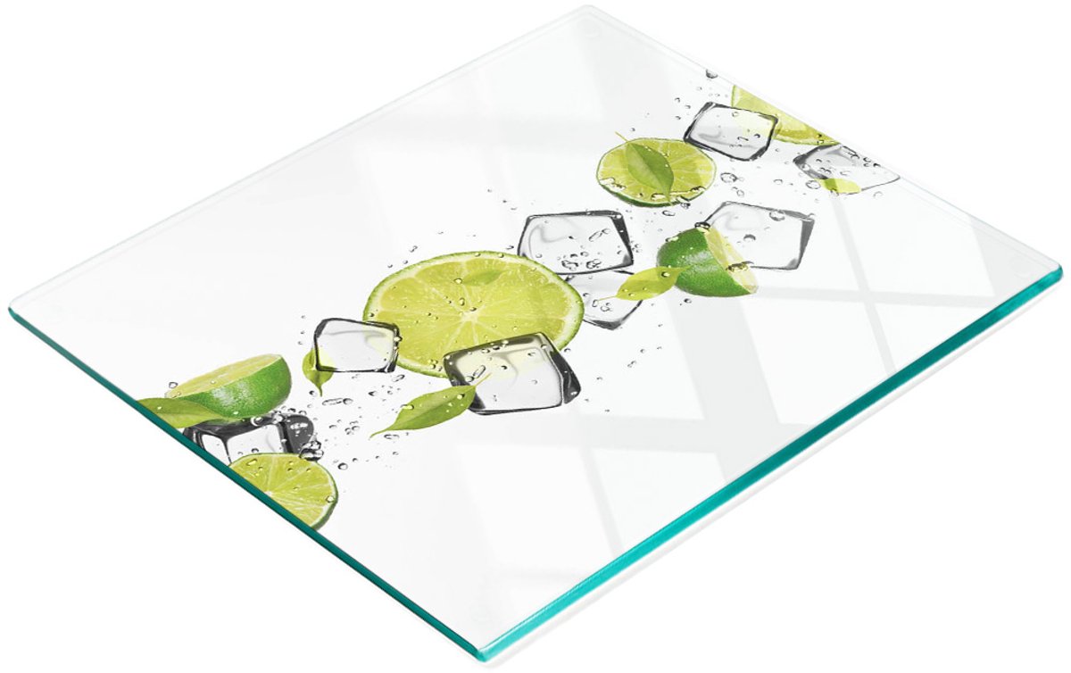 Multifunctionele decoratieve glazen snijplank voor de keuken, limoenijs, 60x52 cm
