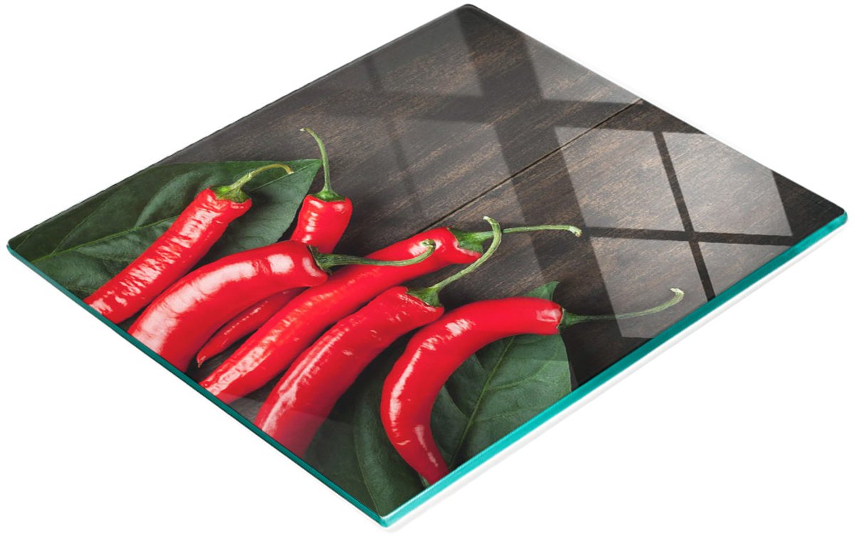 Decoratieve glazen snijplank voor chilipepers, 60x52 cm