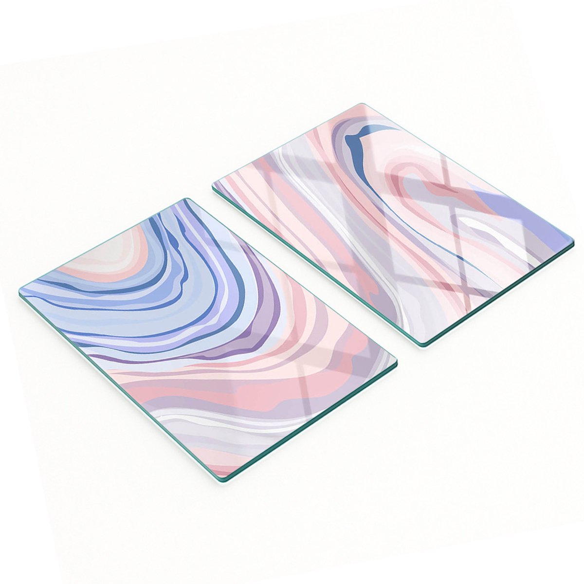 Decoratieve snijplanken van gehard glas met abstract golfmotief, 2x40x52 cm