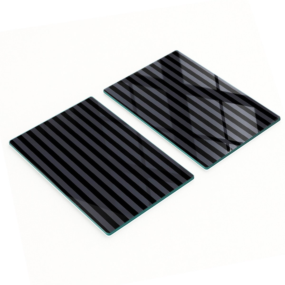 Multifunctionele decoratieve glazen keukenplanken met grijze strepen, 2x40x52 cm