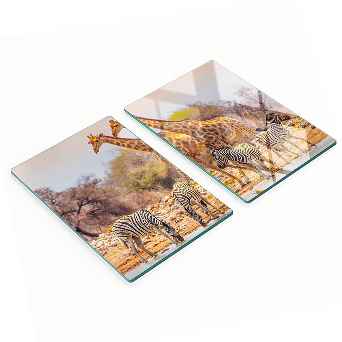 Glazen snijplanken met giraffe- en zebra-afbeeldingen, 2x40x52 cm