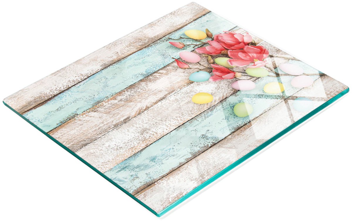 Decoratieve glazen snij- en serveerplank voor paaseieren, 60x52 cm