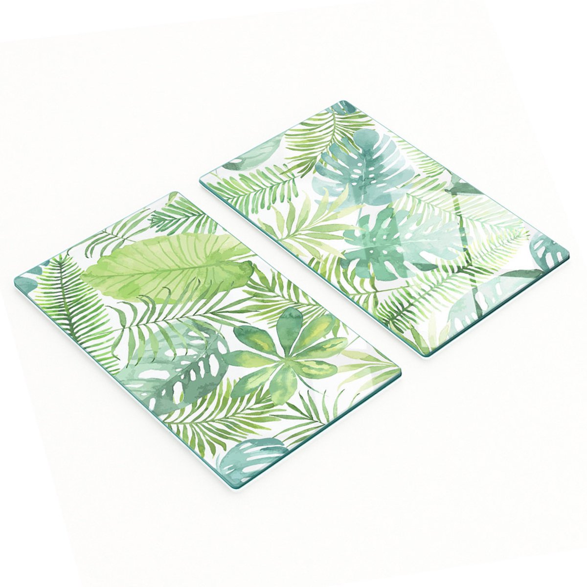 Decoratieve snijplanken van gehard glas met tropische bladeren, 2x30x52 cm