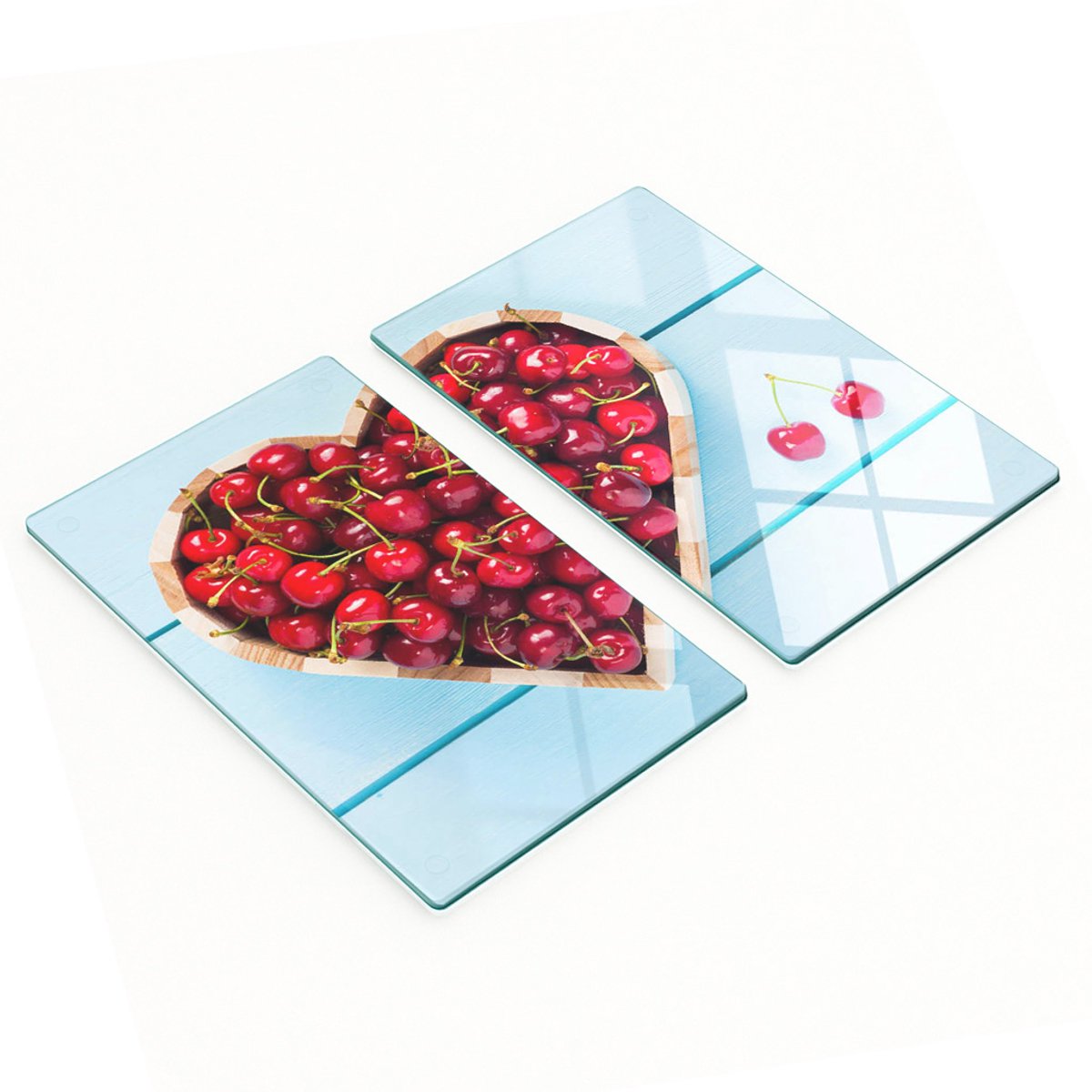Multifunctionele decoratieve glazen snijplanken voor de keuken, kersenhart, 2x30x52 cm