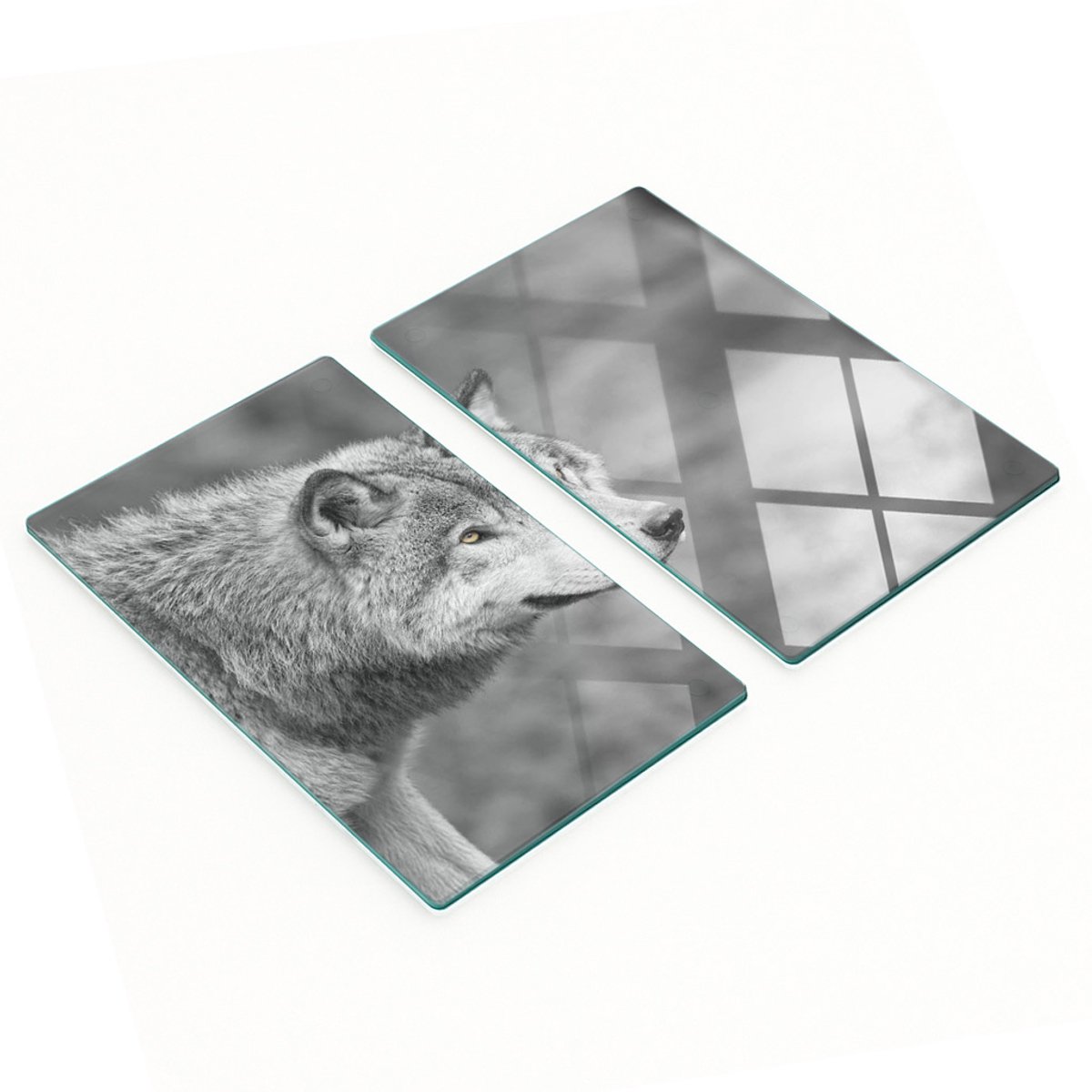 Set van twee decoratieve glazen keukenplanken, wolfgrijs, 2x30x52 cm