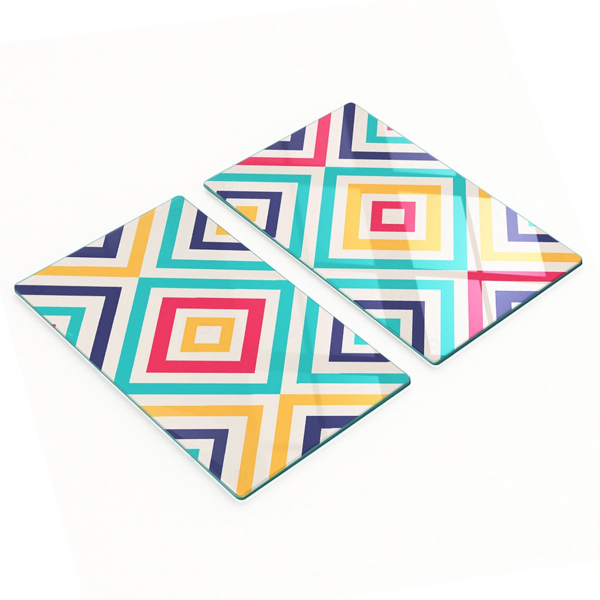 Duurzame en stijlvolle glazen borden met geometrisch patroon 2x30x52 cm