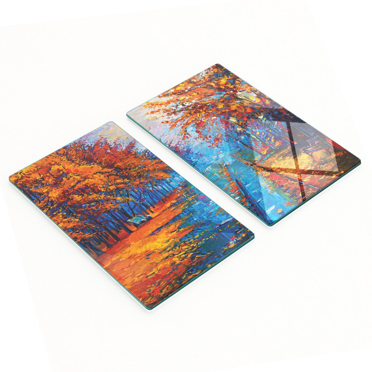 Keukenplanken van gehard glas met herfstboommotief, 2x30x52 cm