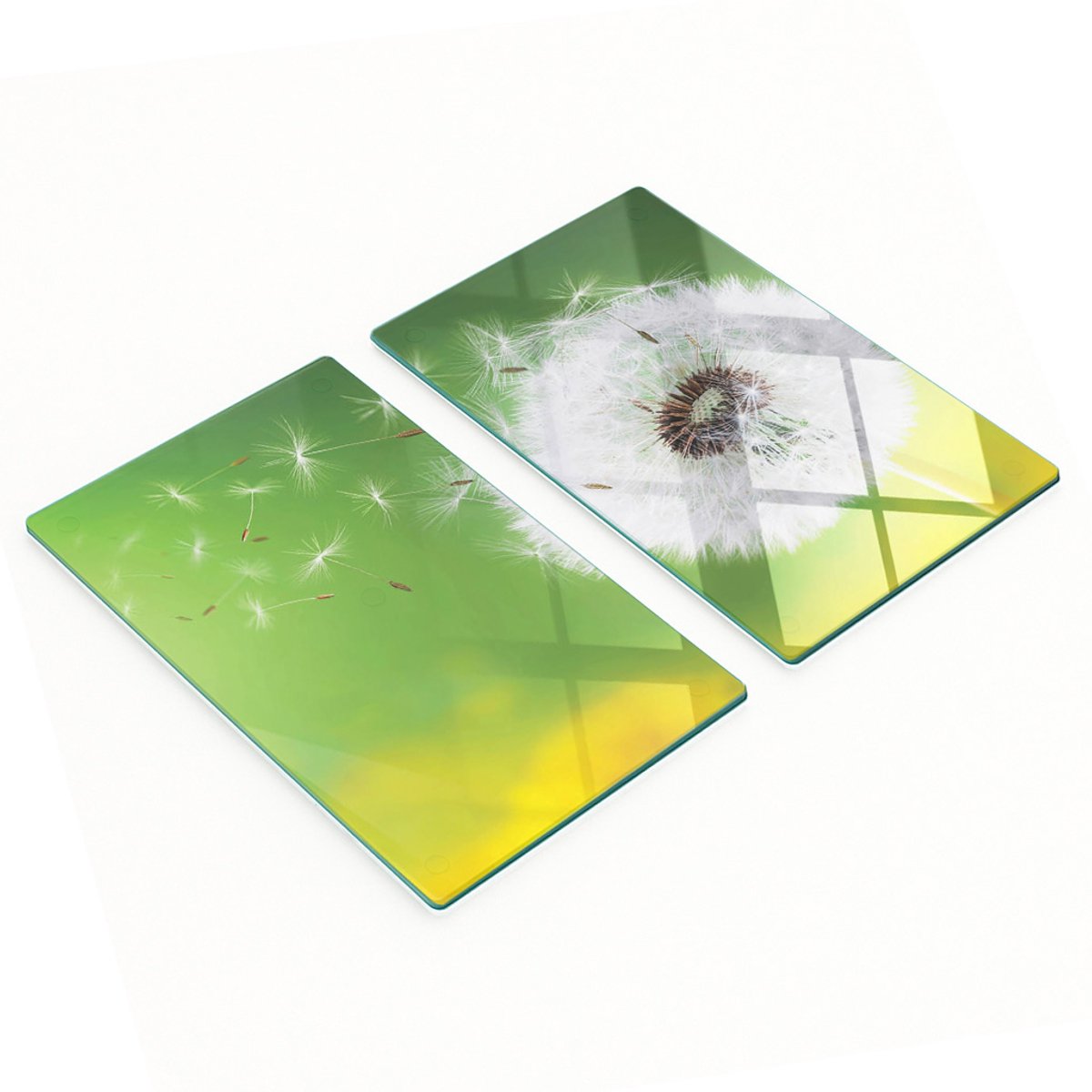 Decoratieve glazen serveerplankjes voor snacks, paardenbloemmotief, 2x30x52 cm