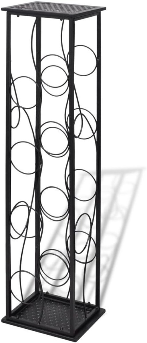 Wijnrek IJzer - Flessenhouder - Wijn Opslag - Stabiel Ontwerp - 100cm Hoog - Zwart