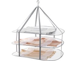 Droognet - 3-laags - Opbergnet - 77*61 cm - trui droger rack - Opvouwbaar - hangende - Draagbaar Wasrek Binnen en Buiten - Opvouwbaar Droogrek - kledingrek - kledingmand - voor kleding, kruiden, bloemen, groenten