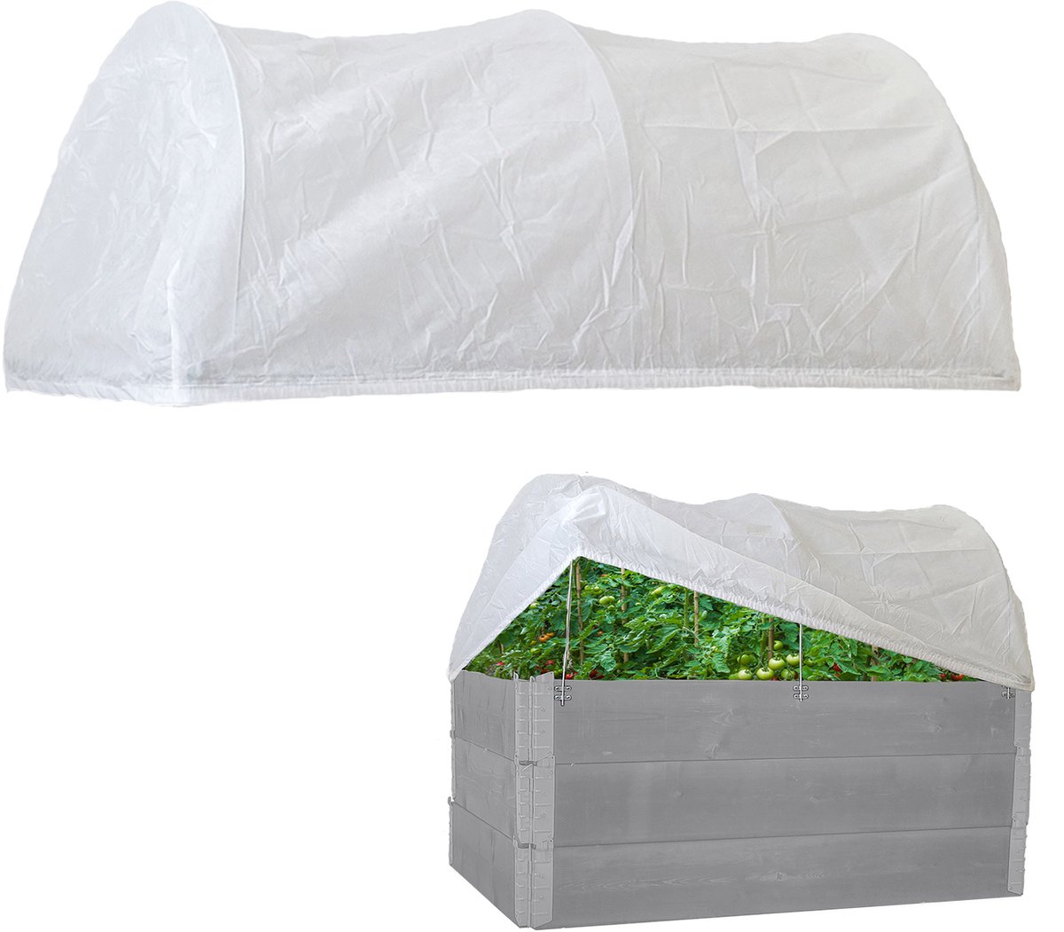 TRUTZHOLM - Moestuinbak Afdekking - 120x80 cm - Kweekkap met Tuinvlies - 3 Stalen Bogen - Vorstbescherming - Insectengaas - Wit