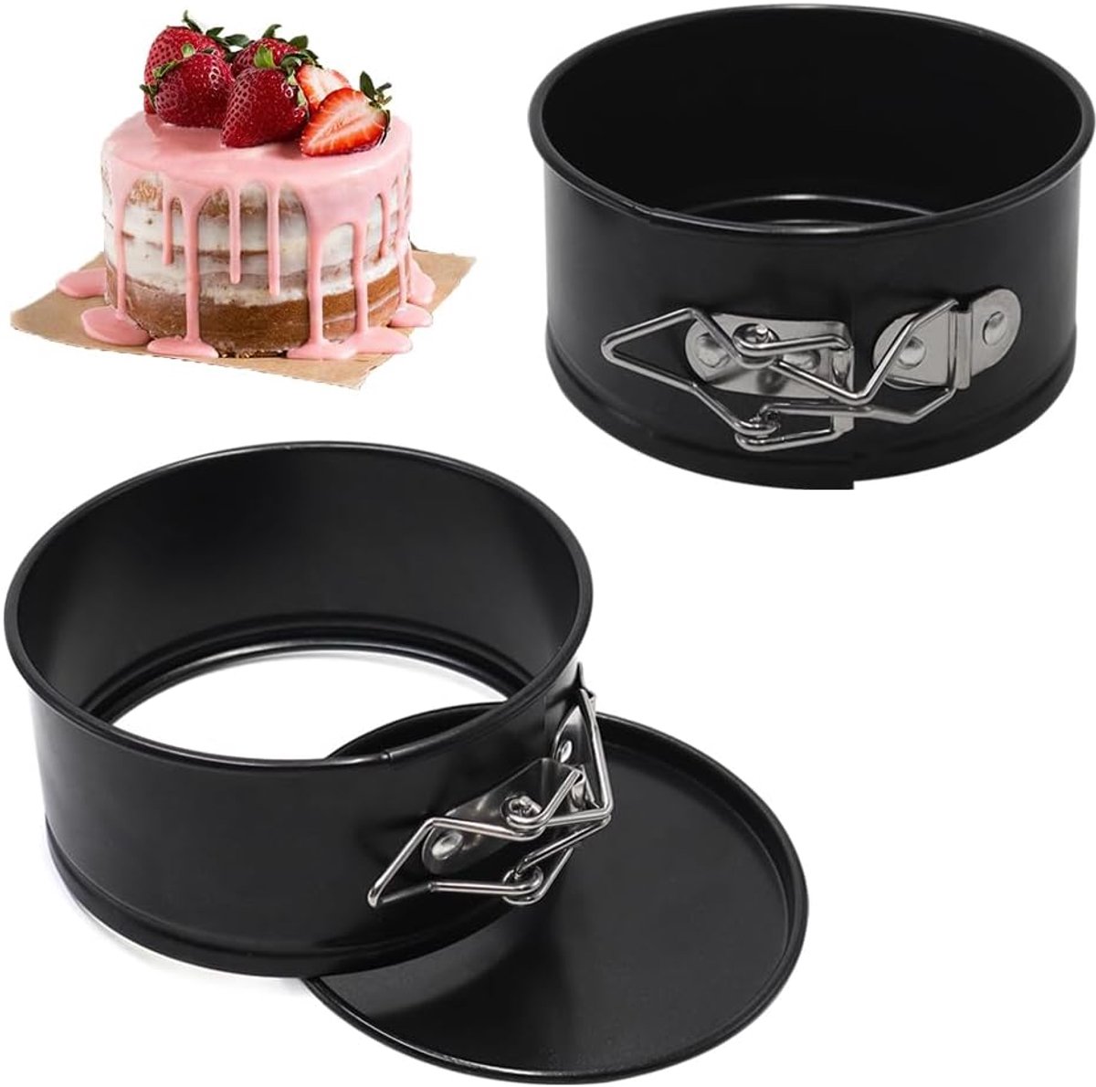 2x Ronde Mini-taartvormen met Bodem – 11 cm – Springvorm & Kaascakevorm met Antiaanbaklaag