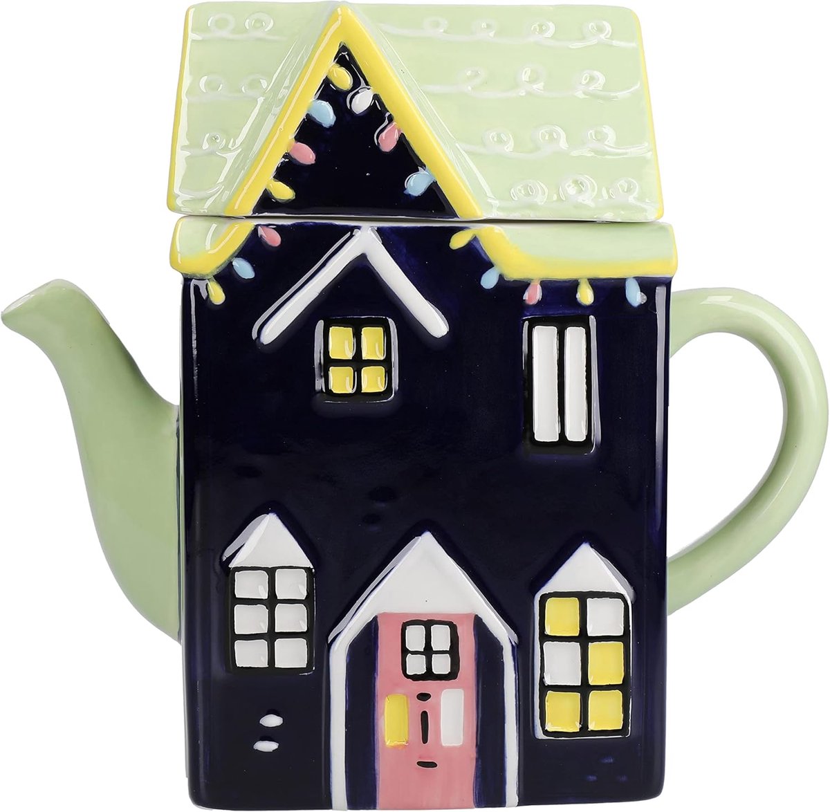 Keramische Theepot Vorm Huis 1.2L - Theepot voor Feestdagen & Cadeau