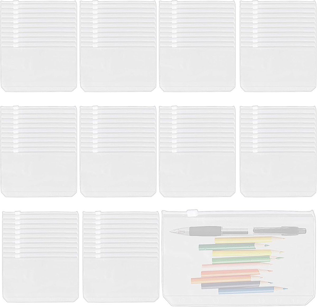 Binder Tassen - Opbergzakjes - Budget Organiseren - Ritssluiting - A6 Formaat - Transparant