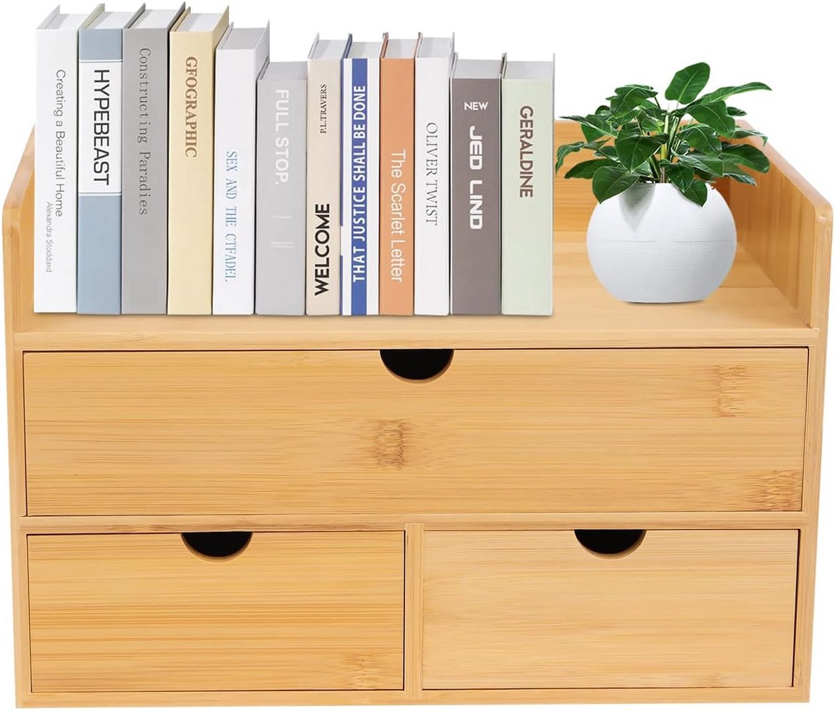 Bamboe Bureau Organizer met 3 Laden - Compact Desktop Opbergsysteem voor Kantoor en Thuis