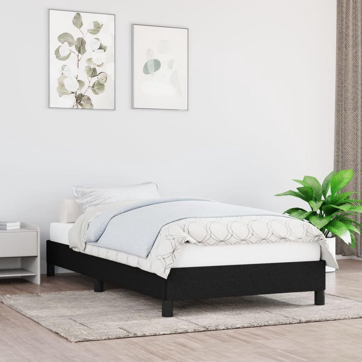 Eenpersoons Bedframe Zwart 90x200 cm voor Slaapkamer en Slaapcomfort