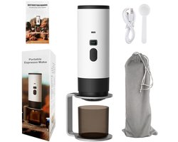 Lunekiss 3-in-1 Draagbare Mini To-Go Espressomachine - 12V - 7800mAh - Type-C - Display - 90°C - Gemalen Koffie - Wit