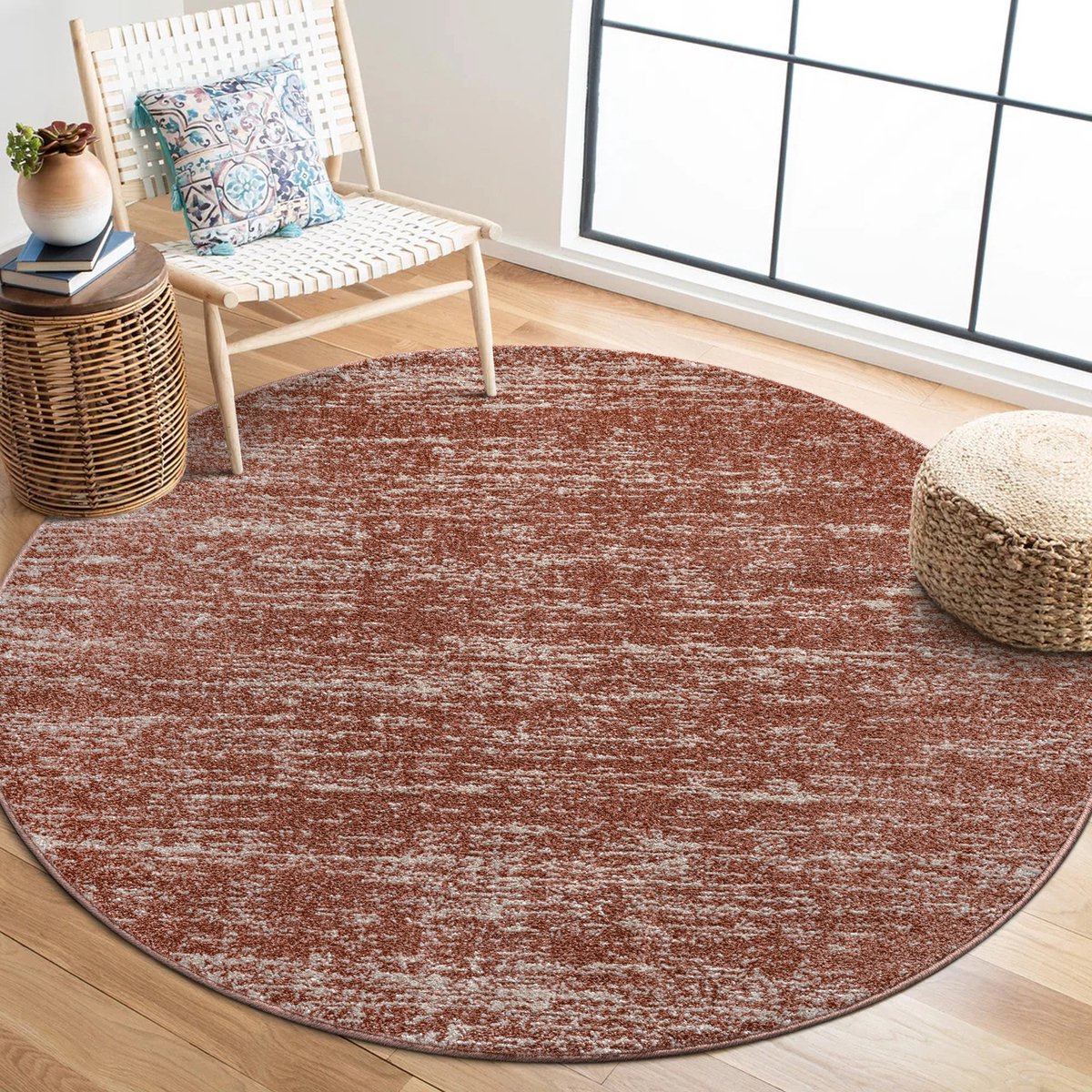 Muratap Relax Oslo - Laagpolig Vloerkleed - Rond - Modern Tapijt - Terra Oranje- 120 CM Ø